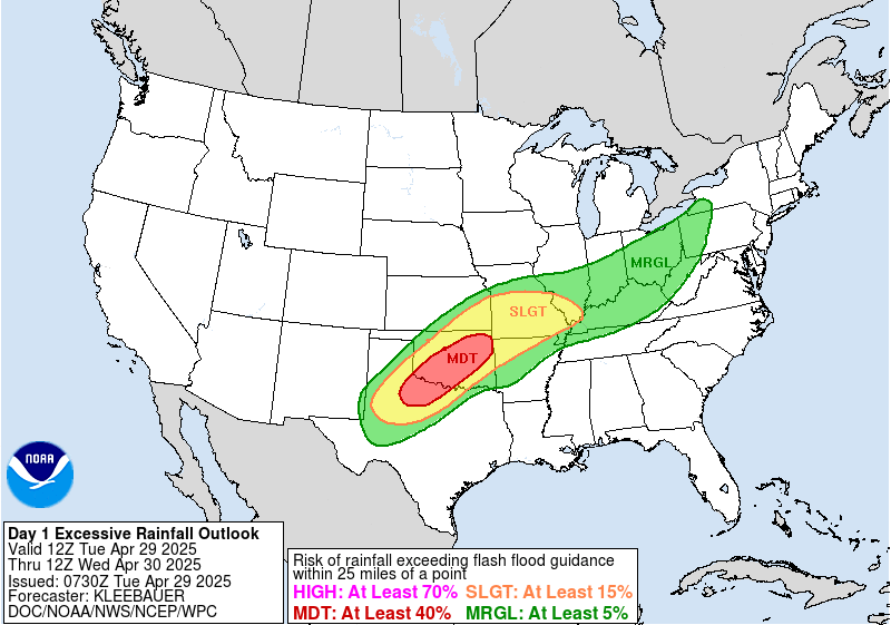 Day 1 Excessive Rainfall Forecast