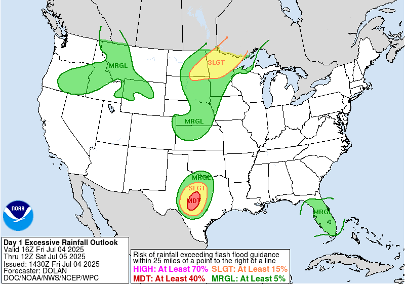 Day 1 Excessive Rainfall Forecast